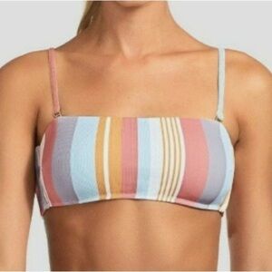 Vitamin A Mila Verano Stripe Ribbed Bikini Top L NWT